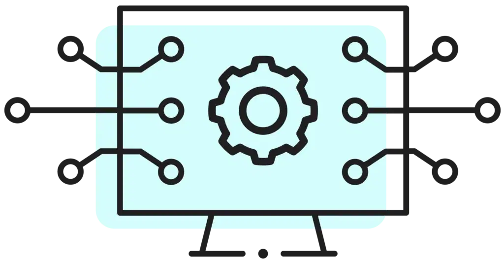 Illustration of a computer connected to a network, representing technology