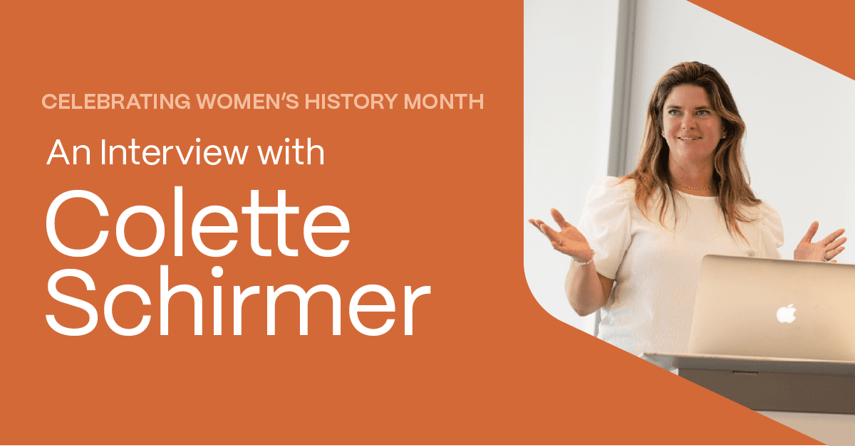 header graphic with image of Colette Schirmer