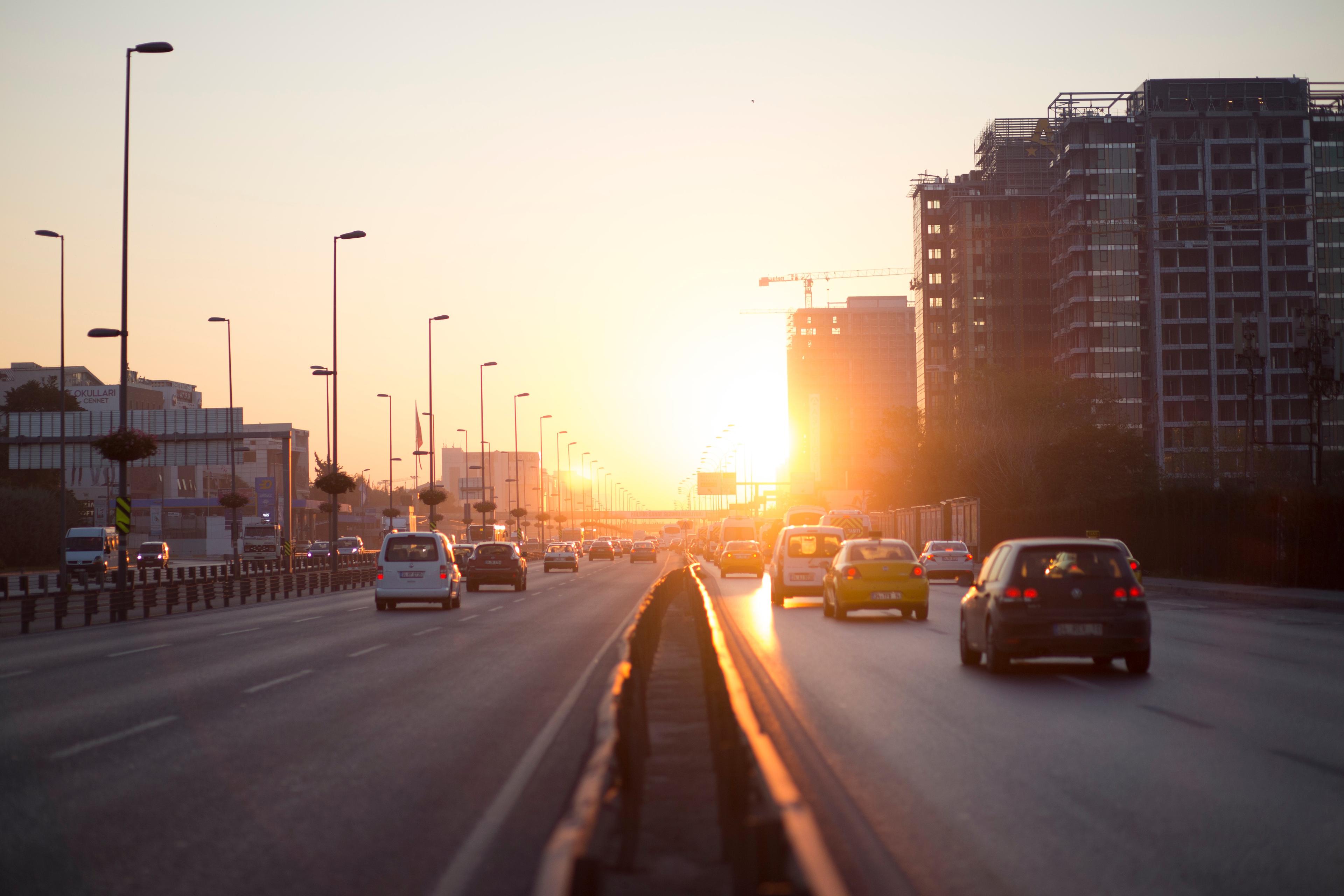 Cars on a highway