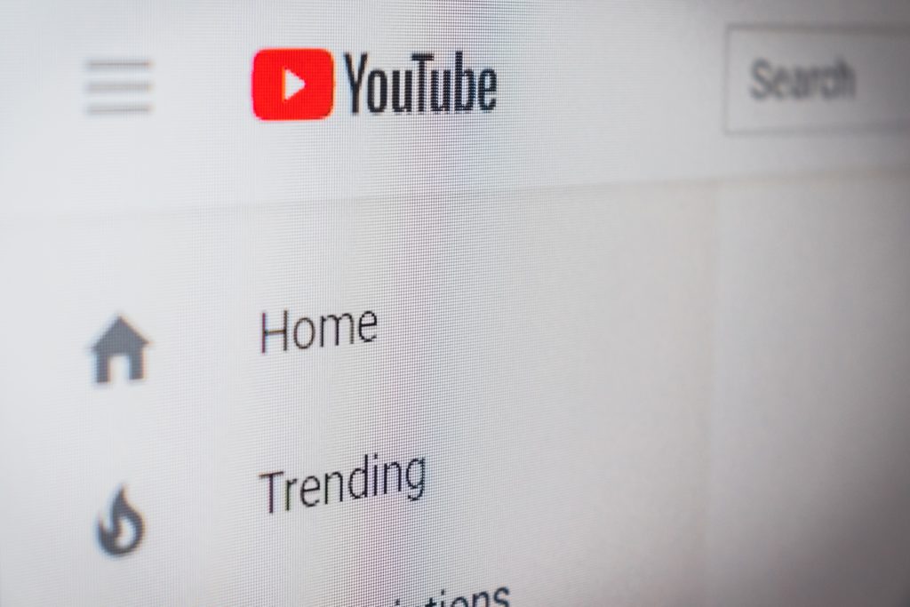 photo of YouTube home screen