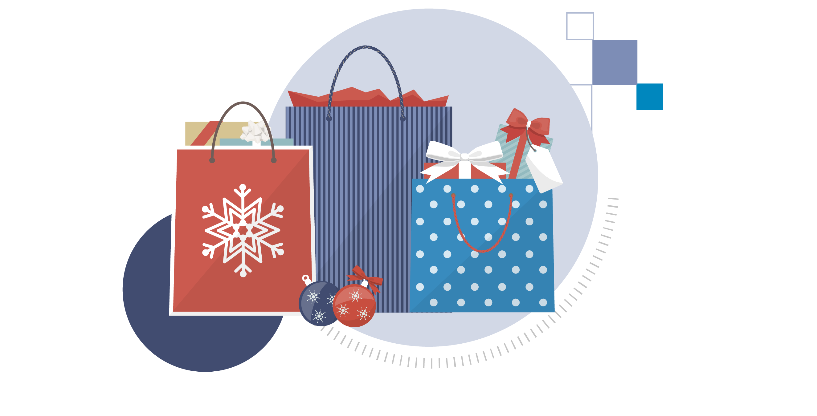 graphic illustration of holiday shopping bags